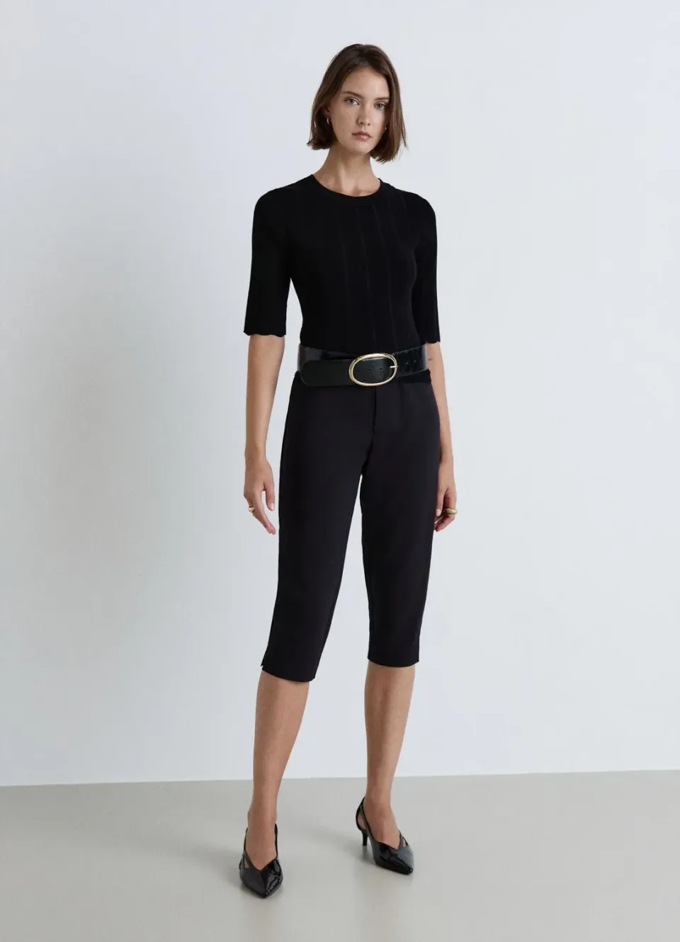 Calliope t-shirt femme côtelé bords ondulés 3/4