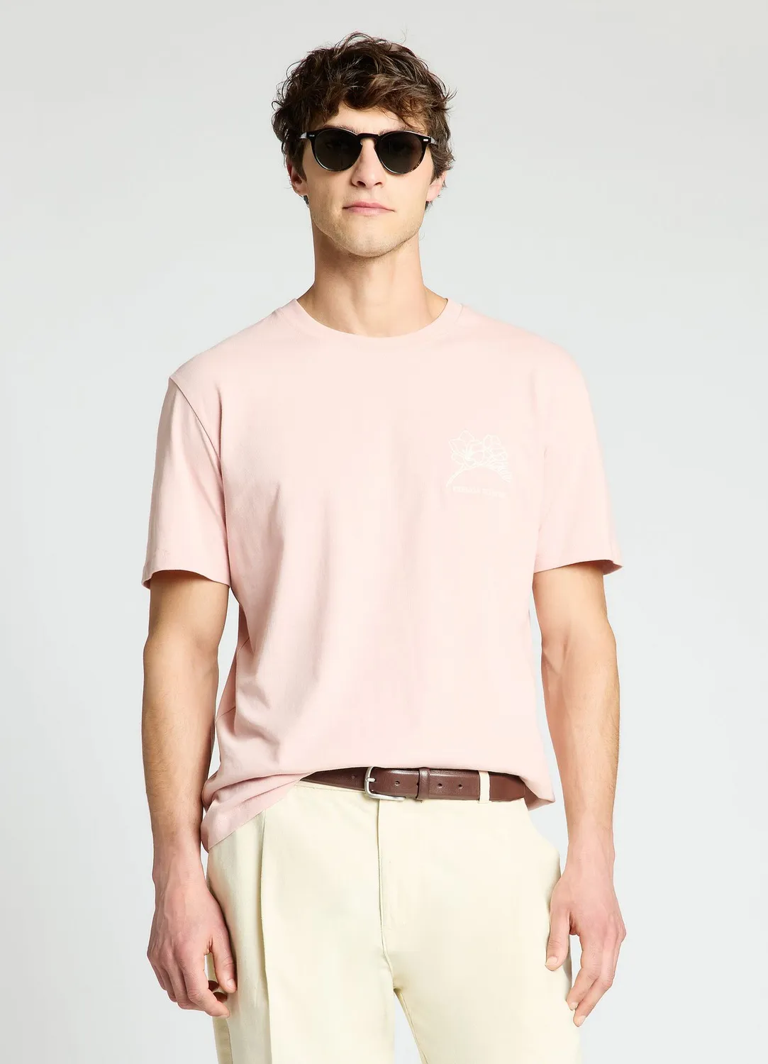 Calliope t-shirt homme broderie fleur manches courtes