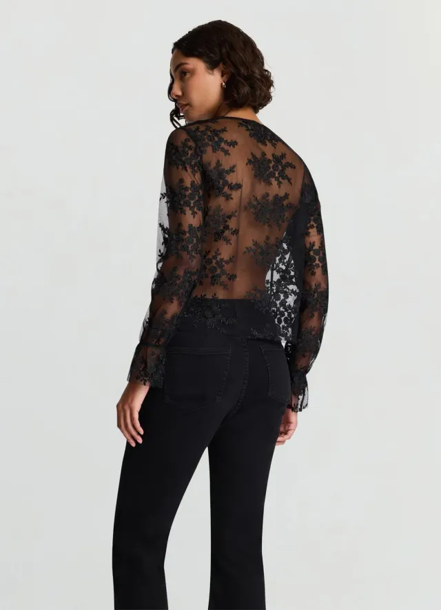 Calliope Blouse femme dentelle transparente volants