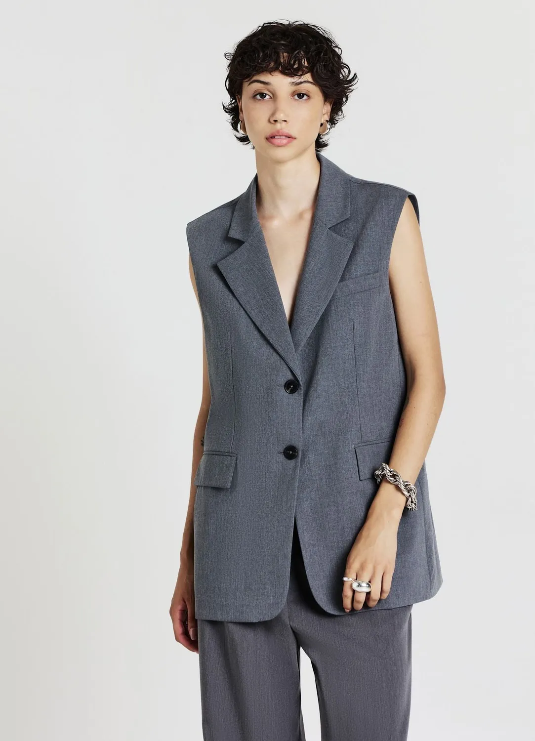Calliope gilet tailleur femme 2 boutons col revers