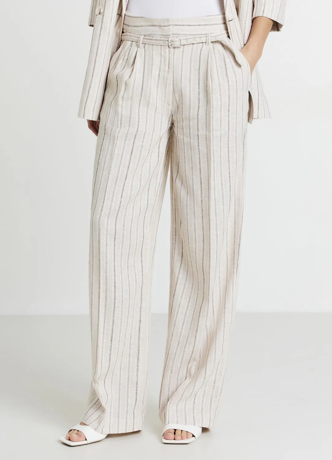 Calliope pantalon palazzo rayé pantalon lin femme
