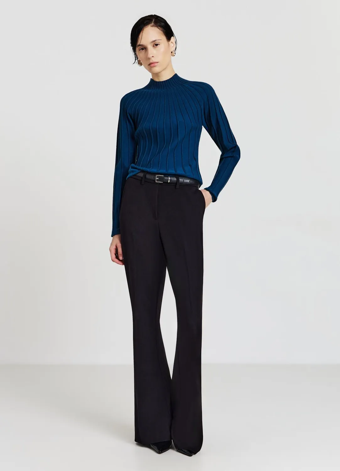 Calliope pull côtelé femme col rond manches longues