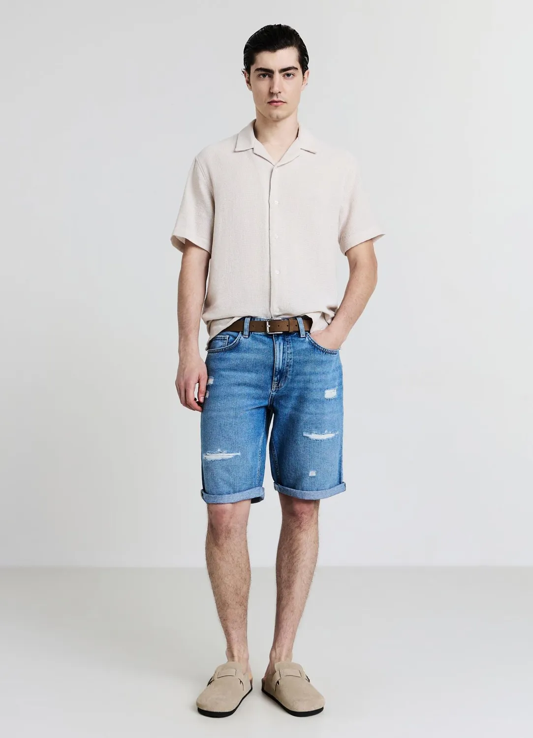 Calliope short jean homme déchiré coupe regular