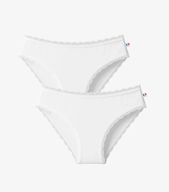 Cocorico Intemporel culotte femme dentelle blanc x2