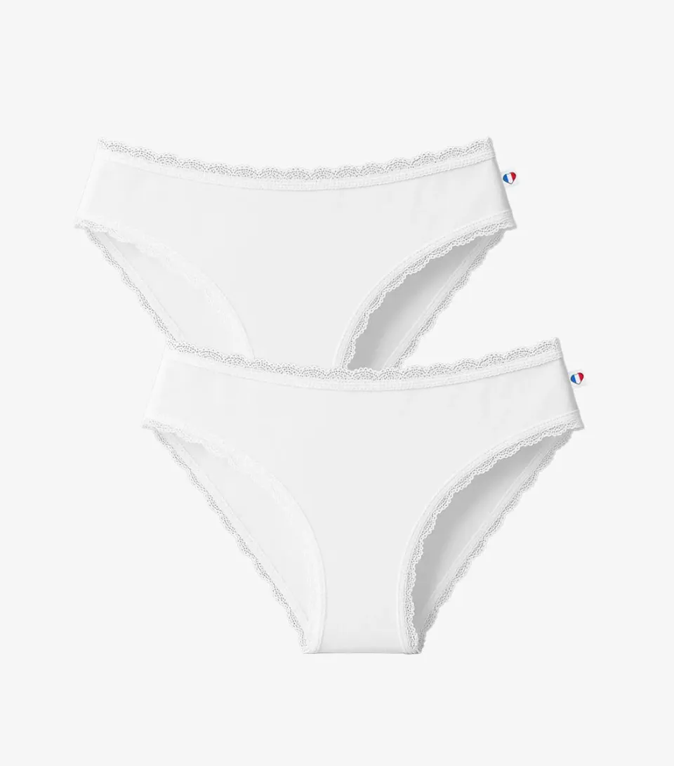 Cocorico Intemporel culotte femme dentelle blanc x2
