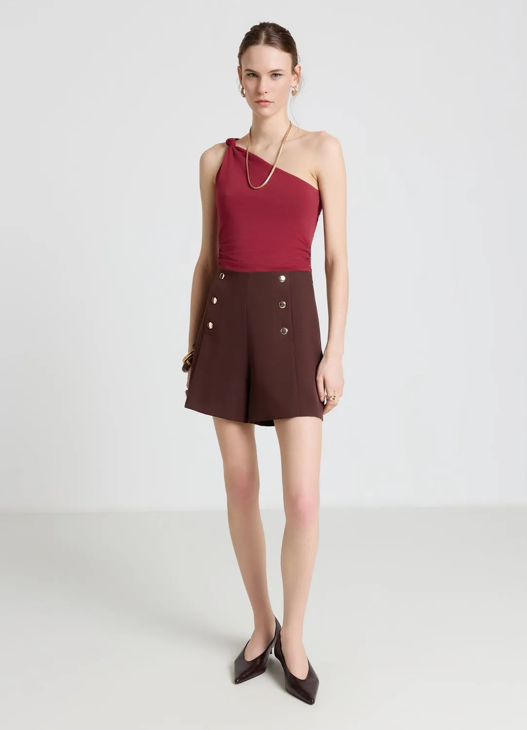 Calliope short tailleur femme boutons taille haute