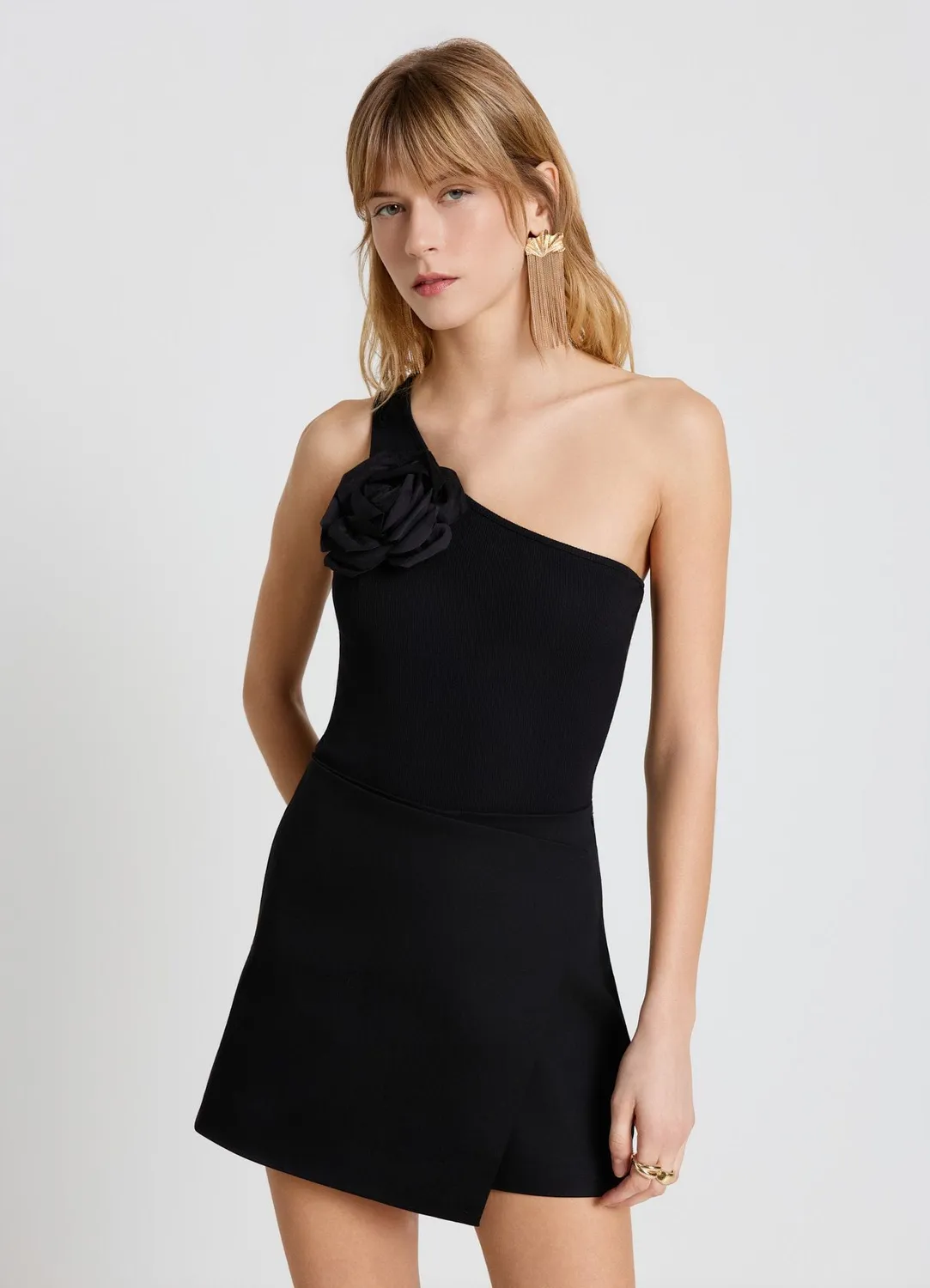 Calliope top asymétrique femme une épaule fleur