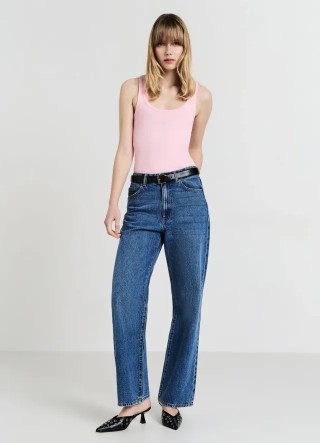 Calliope top col large femme coton côtelé
