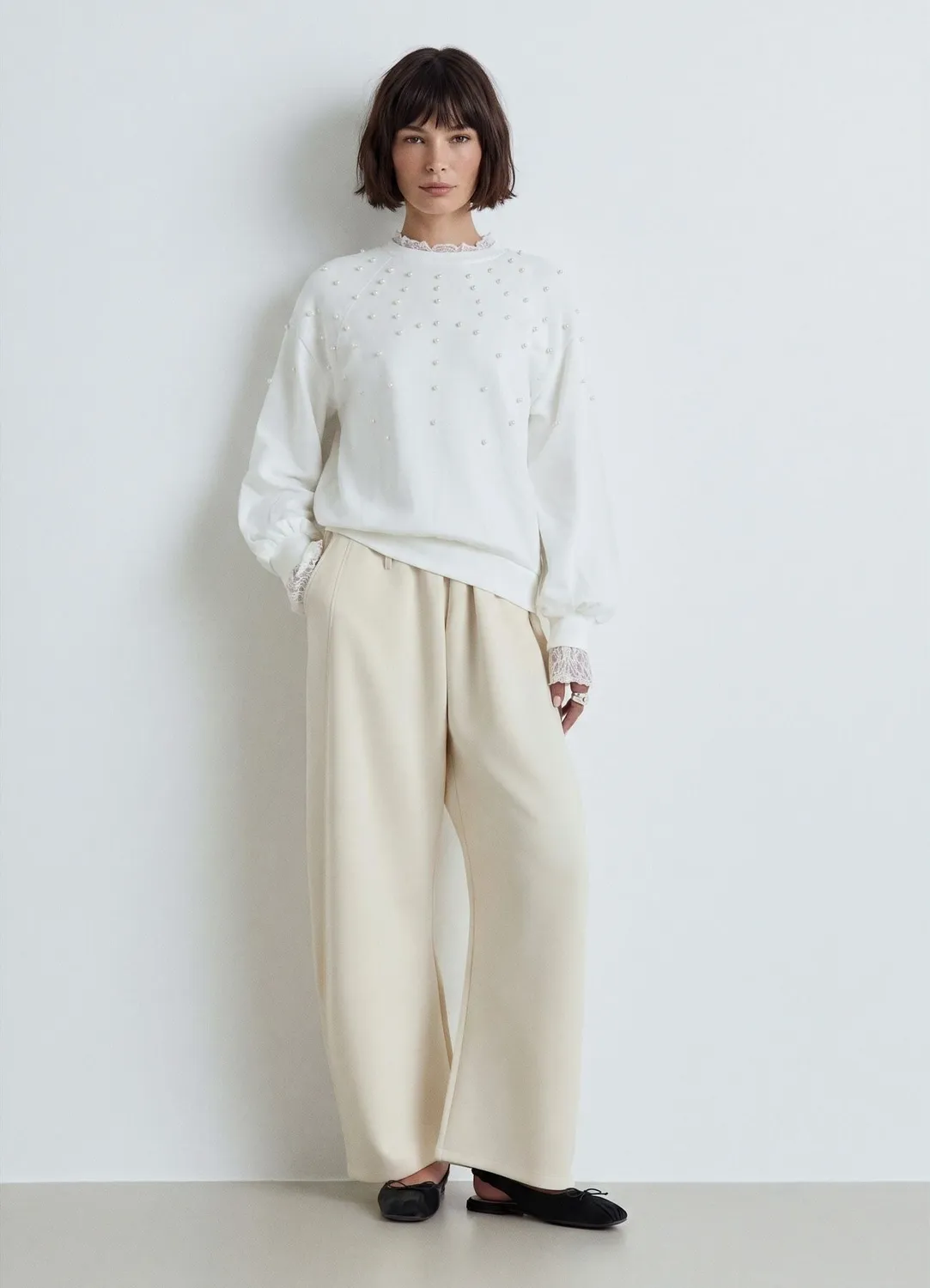 Calliope sweat femme col rond perles
