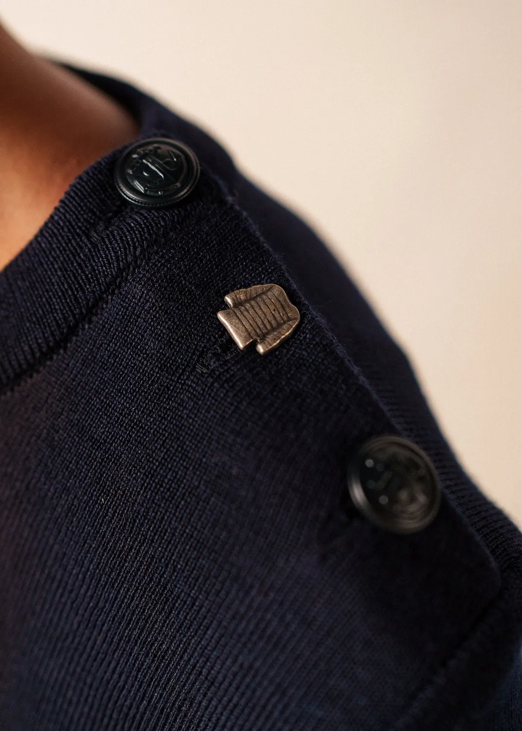 Saint James Brégançon pull marin navy écume laine