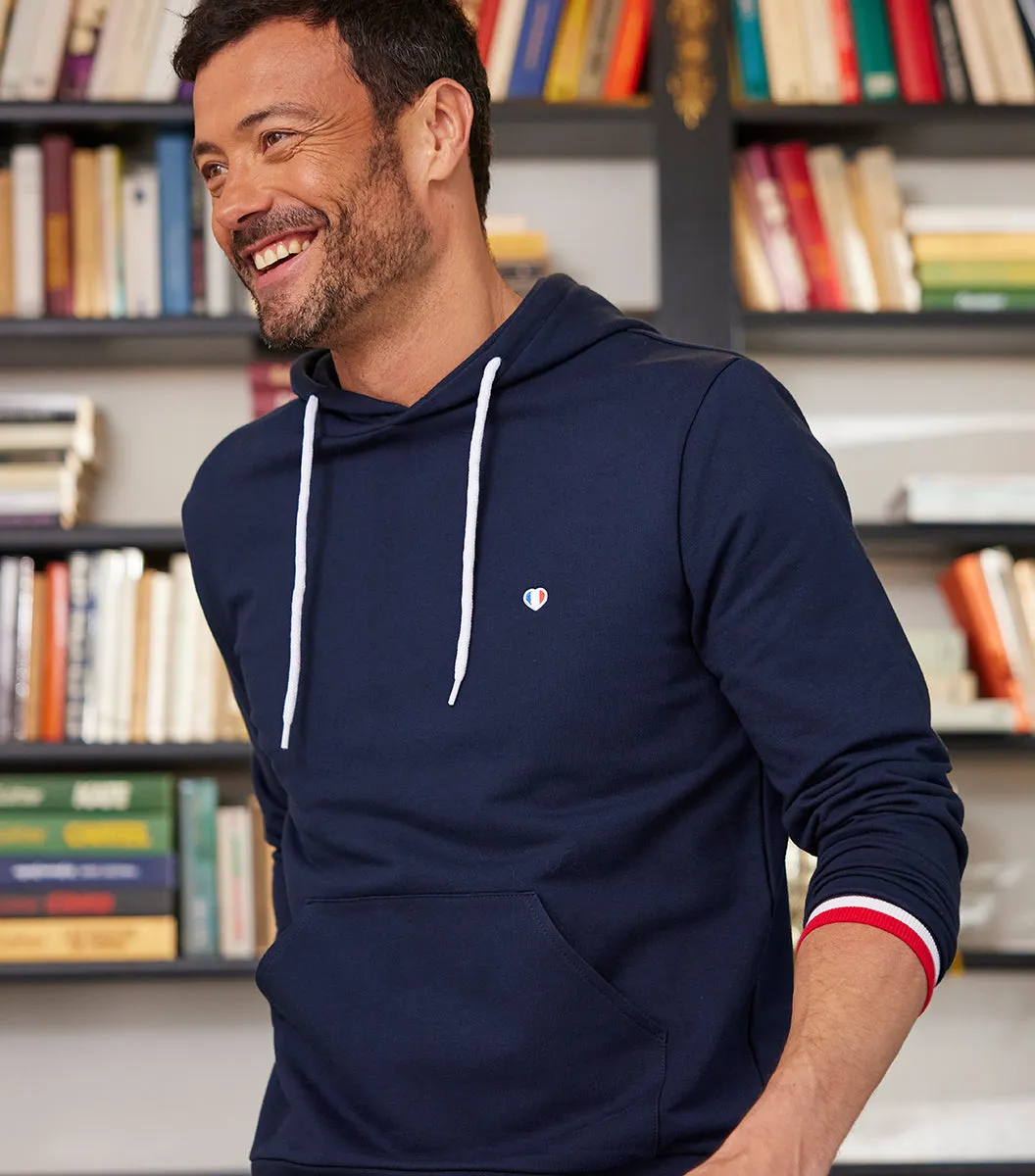 Cocorico Iconique sweat capuche homme marine coton