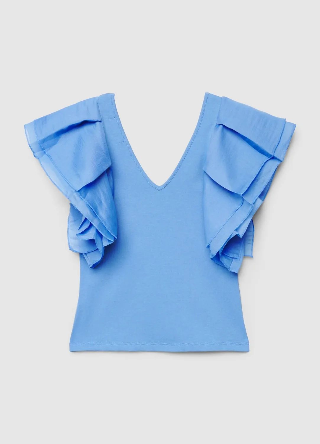 Calliope t-shirt femme col V volants organza