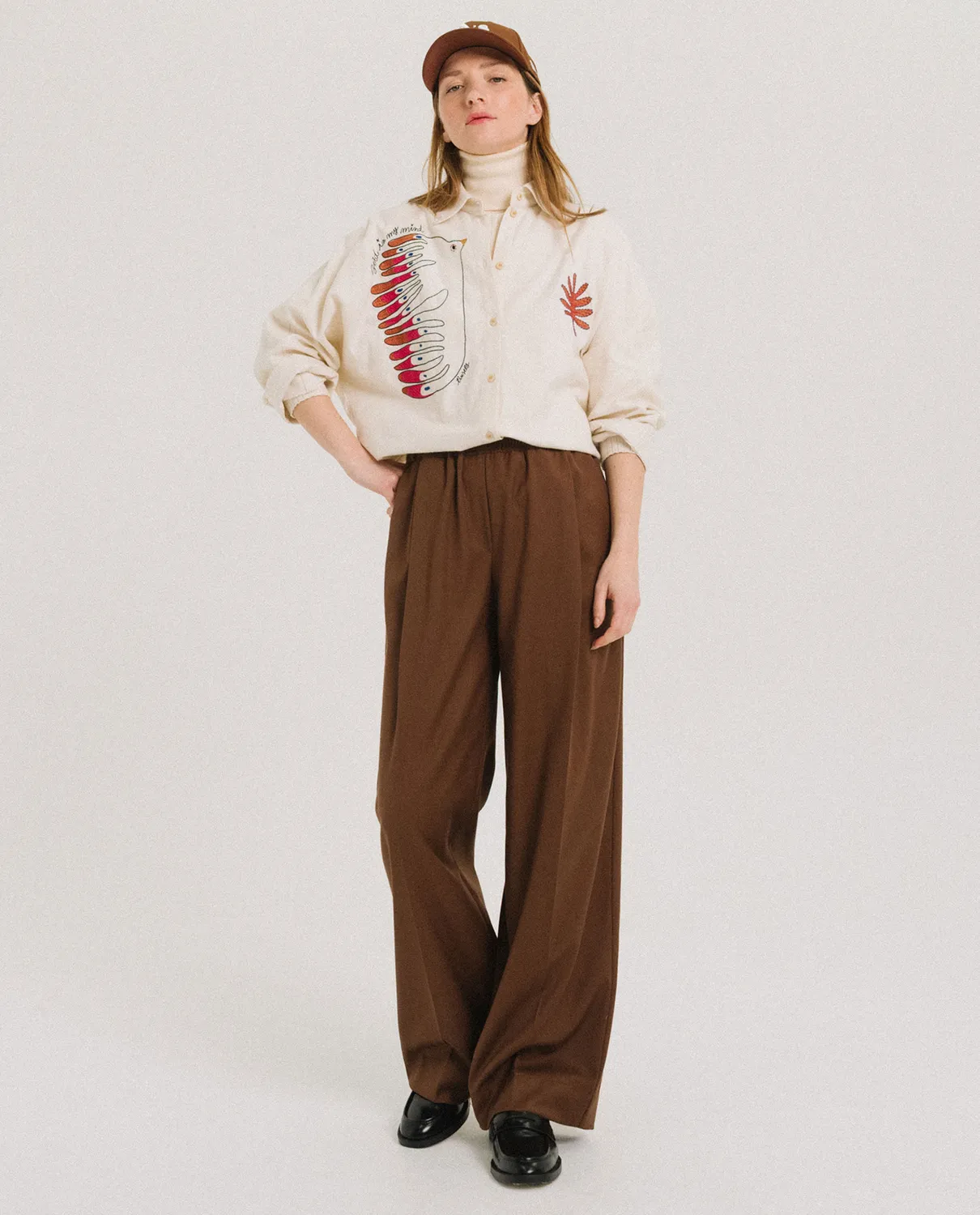 Tinsels Faune chemise Ecru flanelle brodée
