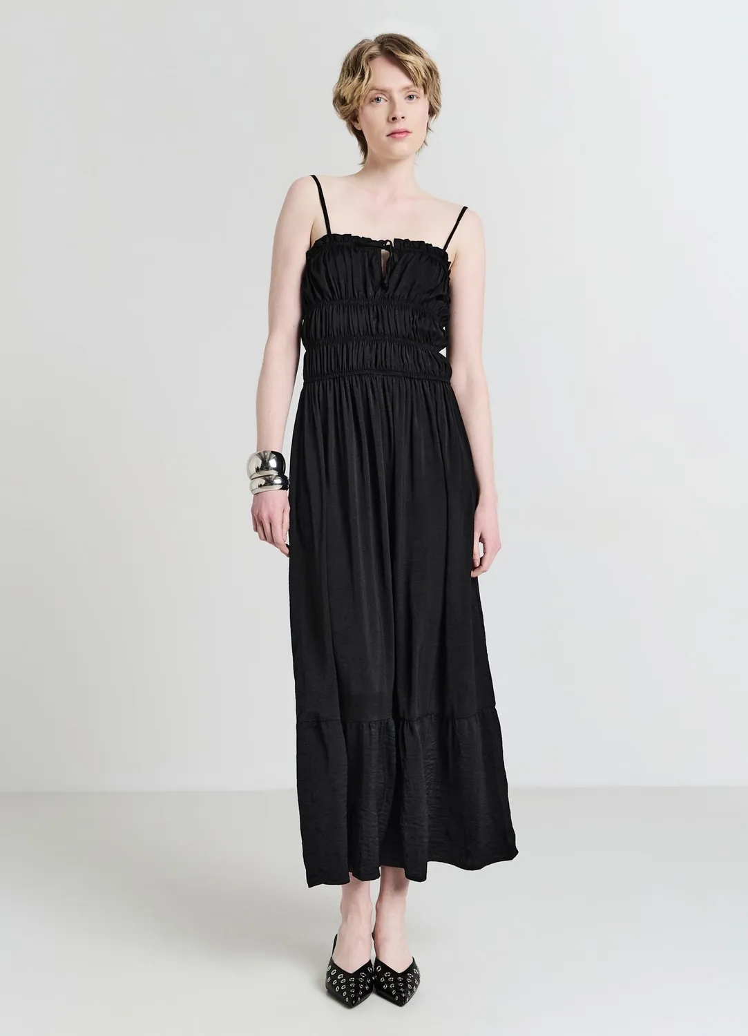 Calliope smock robe longue femme bretelles