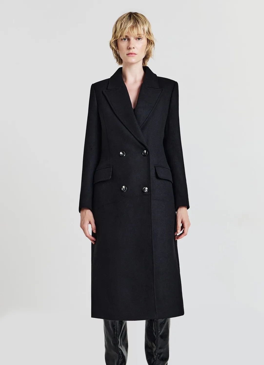 Calliope manteau long femme double boutonnage uni