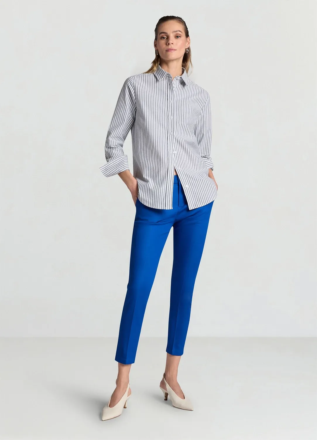 Calliope Pantalon cigarette coton rasatello femme
