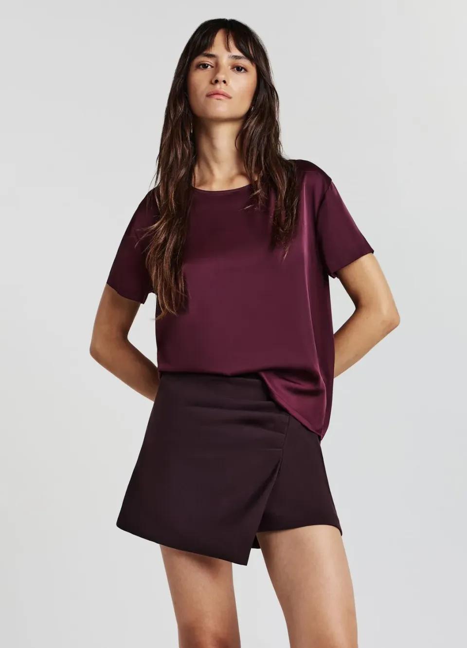 Calliope t-shirt effet satin femme col rond