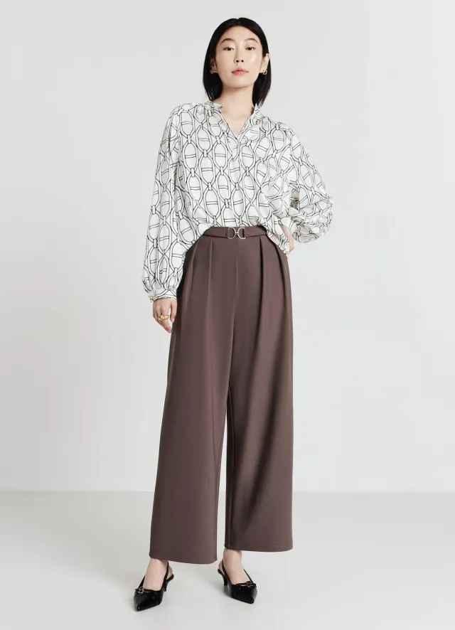 Calliope Palazzo pantalon femme ceinture métal