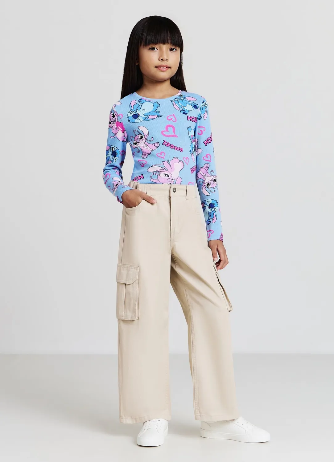 Calliope Pantalon cargo wide leg fille poches