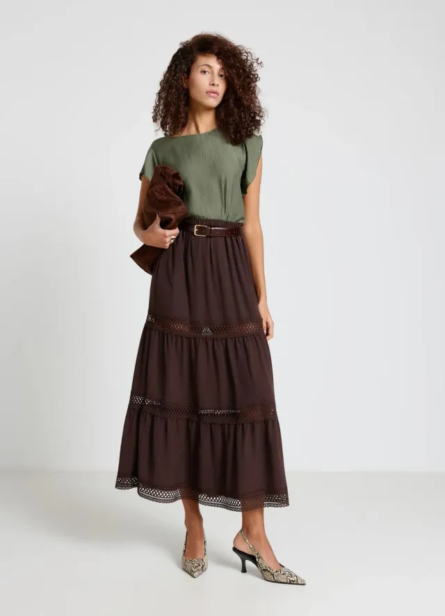 Calliope blouse volants femme col rond manches courtes