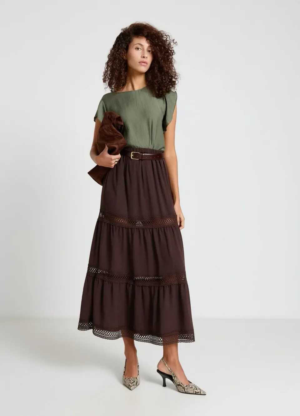 Calliope blouse volants femme col rond manches courtes