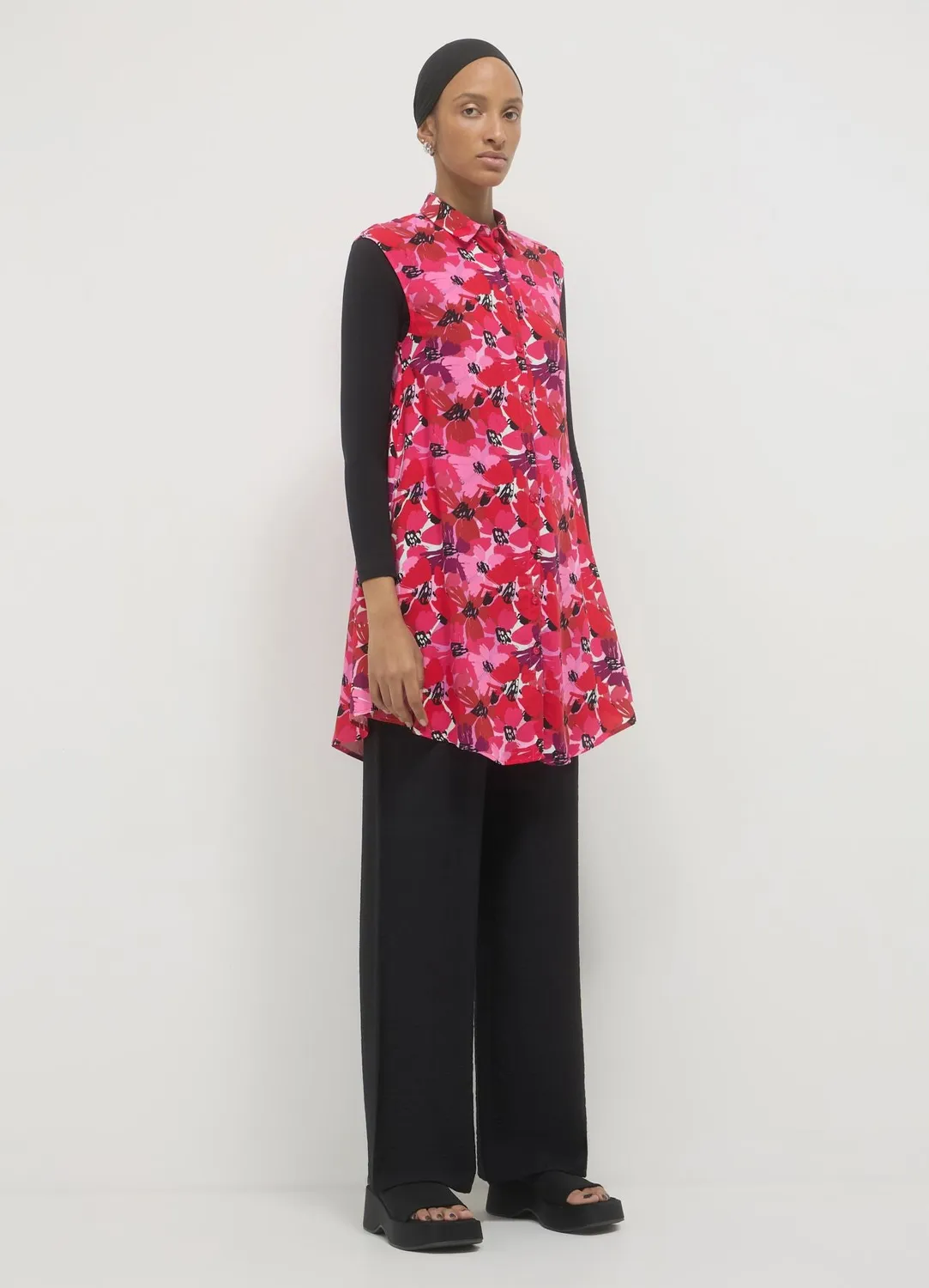 Calliope chemise longue sans manches motif