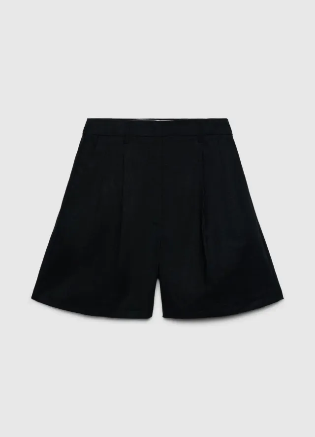 Calliope bermuda lin femme taille haute uni