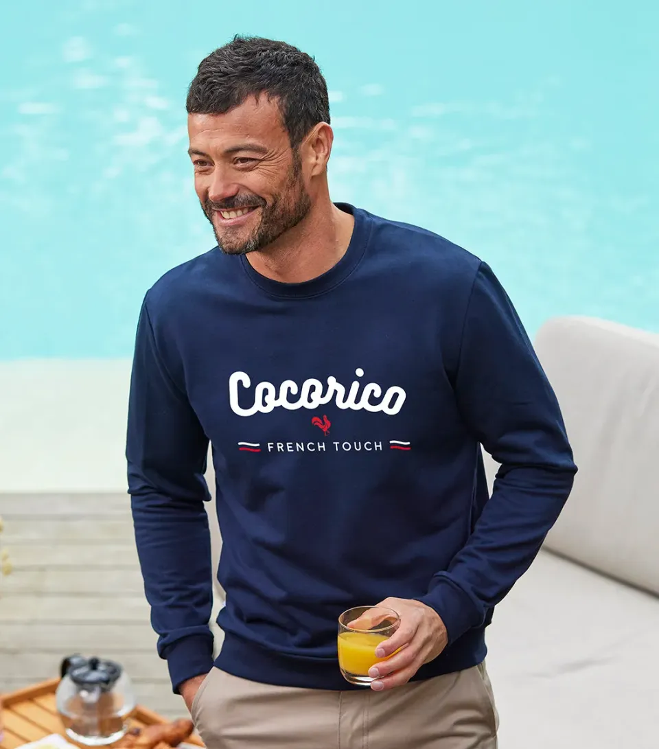 Cocorico French Touch sweat homme marine coton