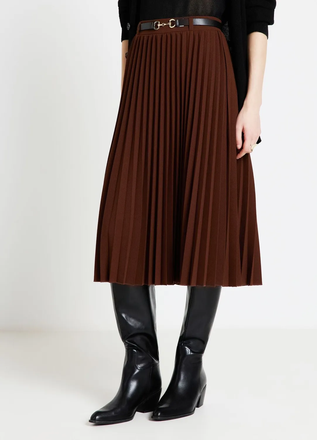 Calliope jupe plissée midi à ceinture femme