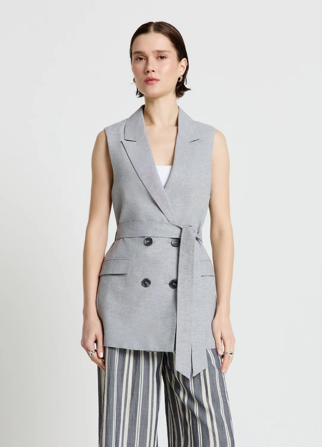 Calliope gilet femme croisé ceinture tailleur