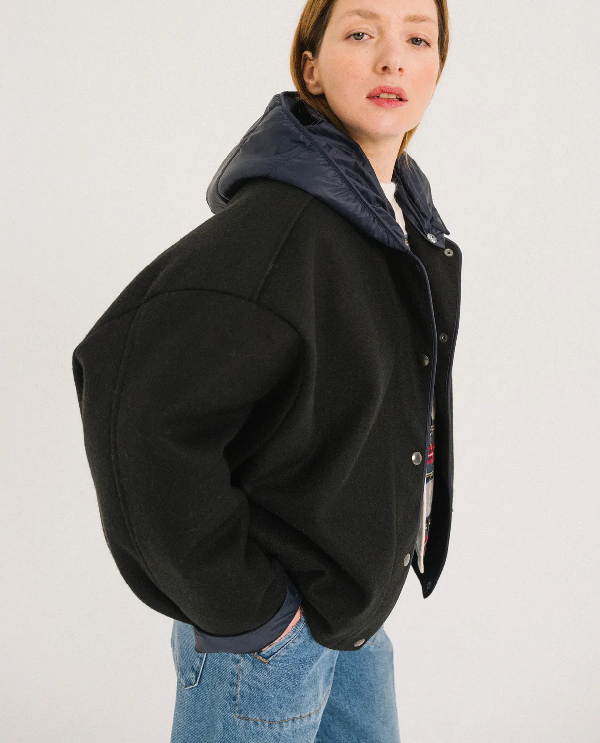 TINSELS FRIENDS blouson noir capuche amovible
