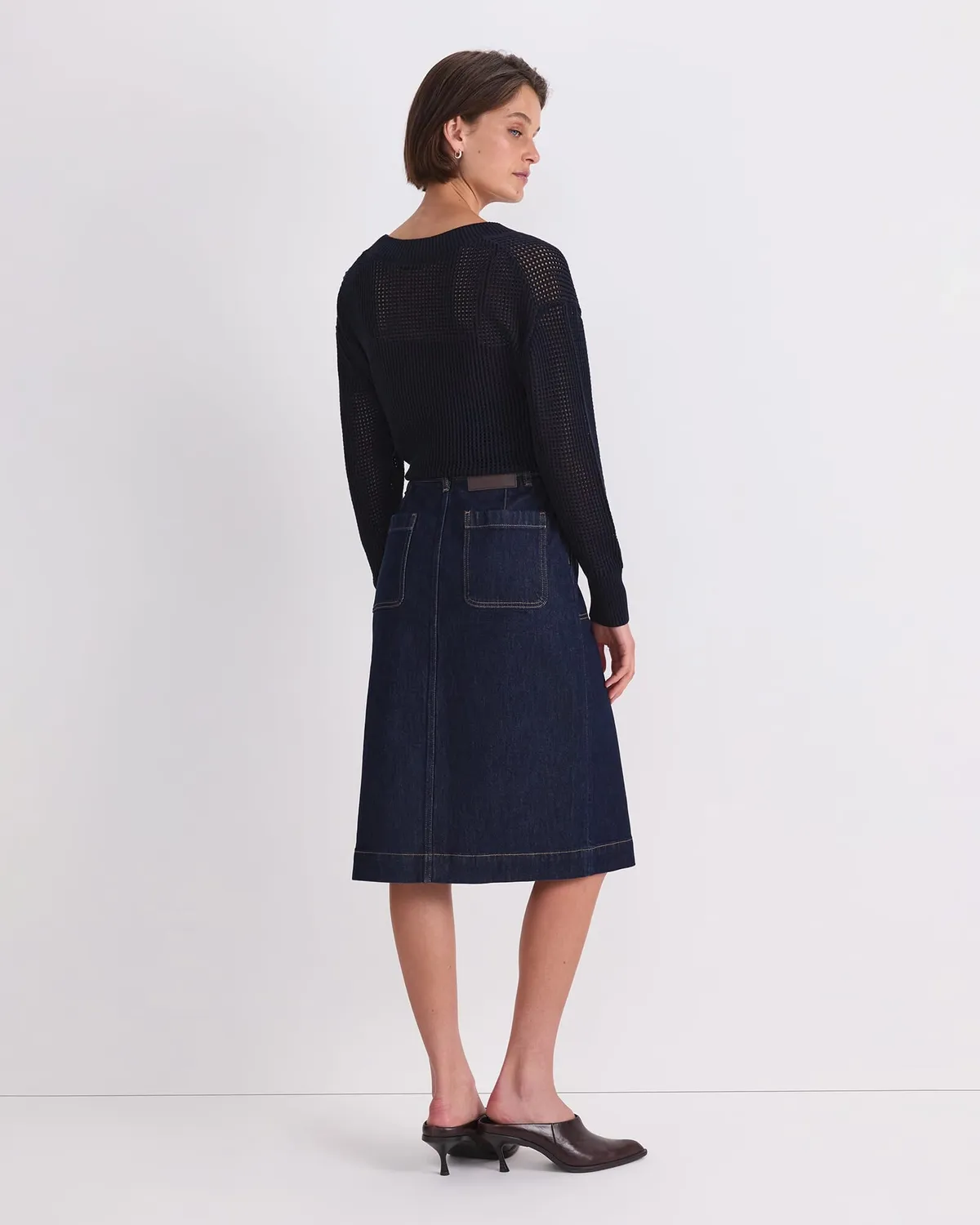Sportscraft Peyton Denim jupe midi indigo