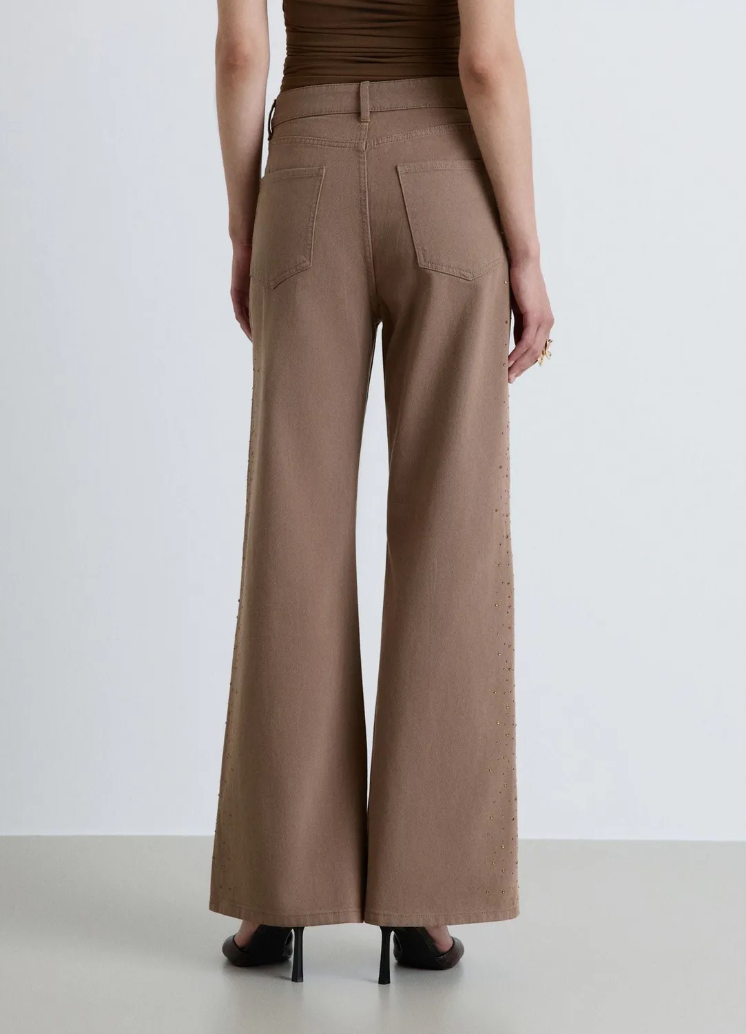 Calliope jean wide leg strass femme taille haute