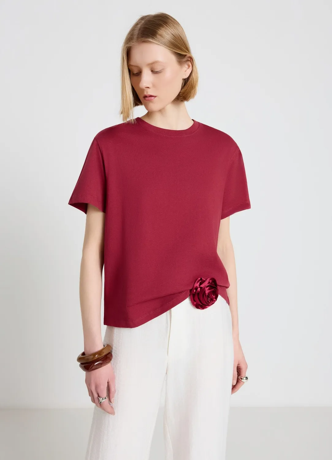 Calliope t-shirt col rond manches courtes uni