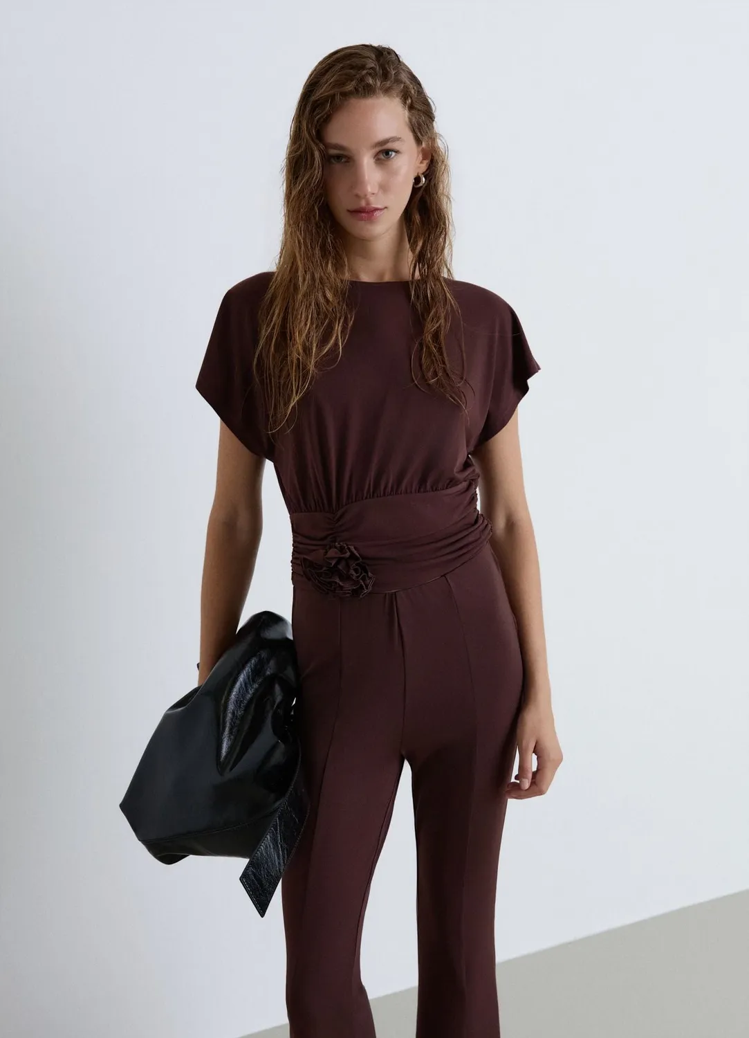 Calliope Arricciatura t-shirt femme fleur froncé