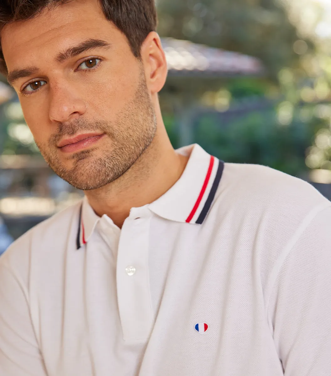 Cocorico Iconique polo homme blanc supporter coton