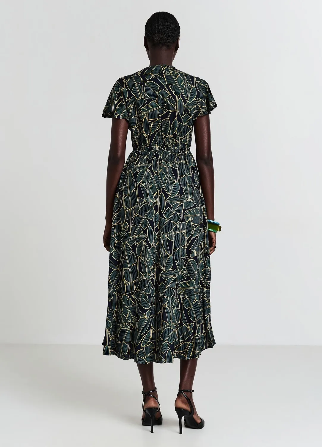 Calliope Atelier robe portefeuille feuillage femme