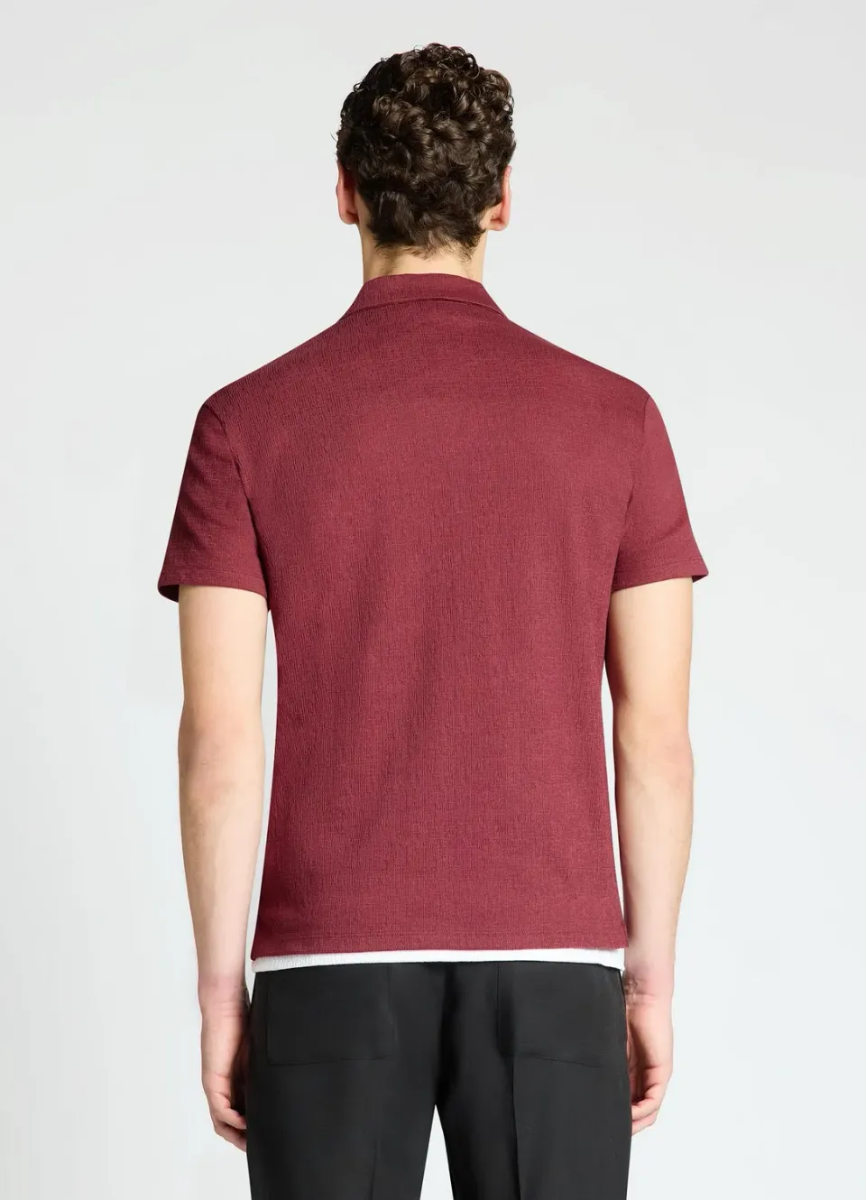 Calliope polo homme gaufré uni col V sans boutons