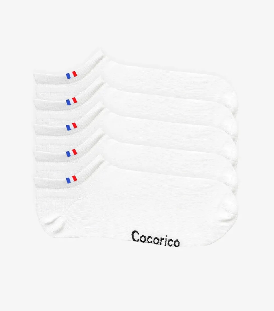 Cocorico Pack Invisible chaussettes femme blanc x5 coton
