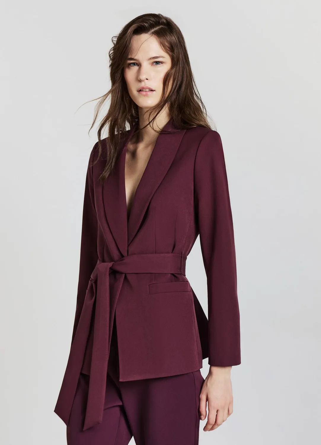 Calliope Veste ceinture femme col châle élégante