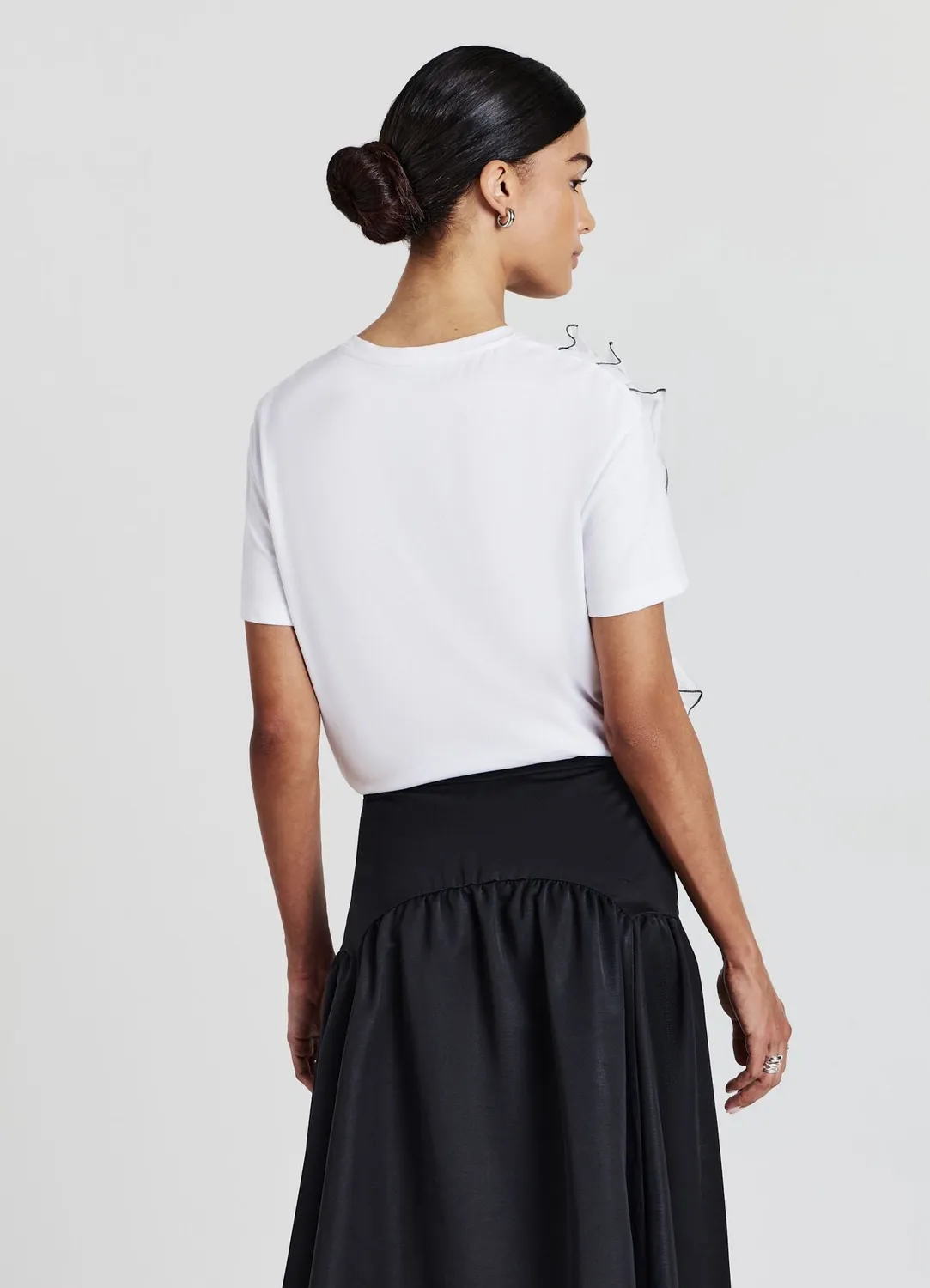 Calliope t-shirt femme volants col rond uni