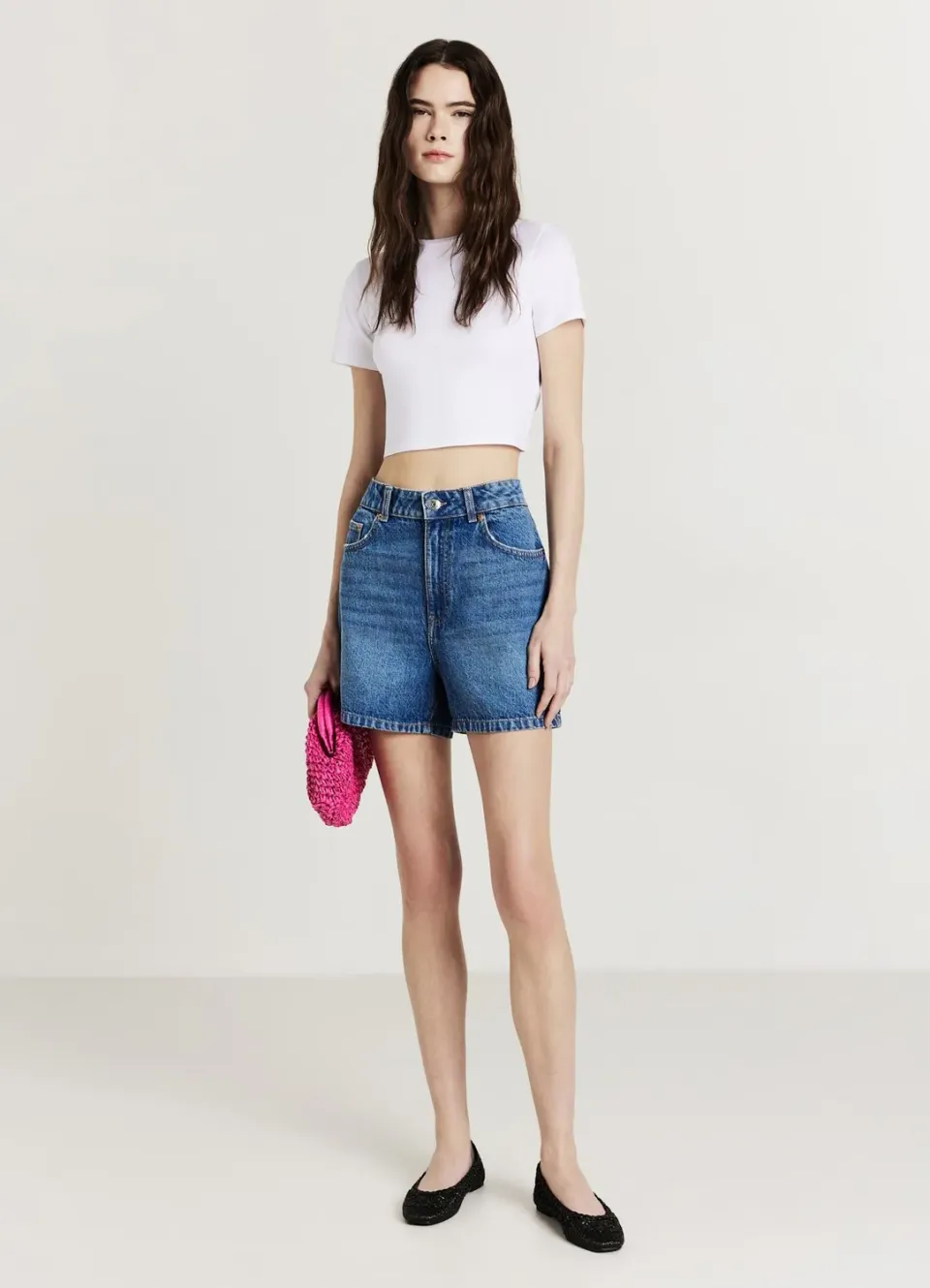 Calliope T-shirt crop femme coton uni