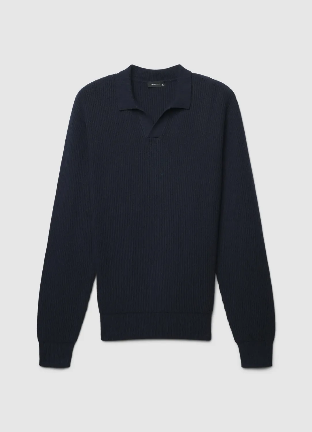 Calliope maille côtelée col polo pull homme taille L uni