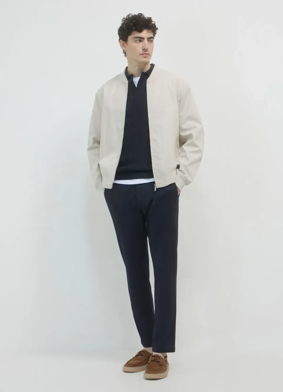 Calliope Bomber homme simili daim coupe droite