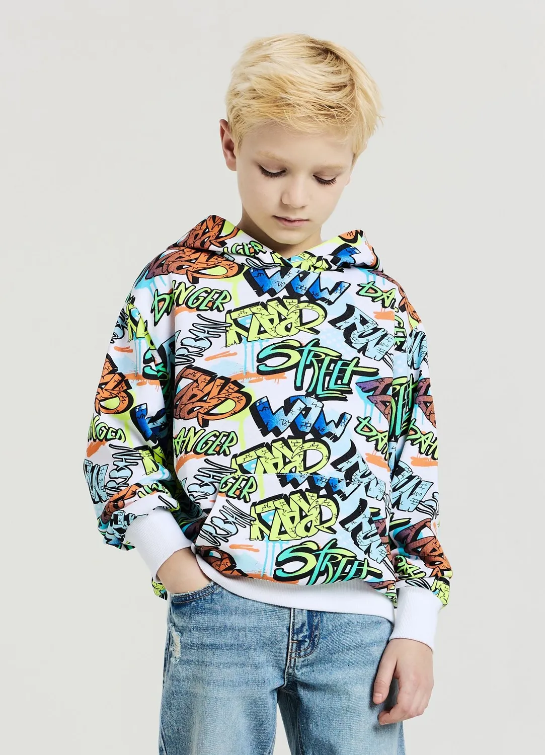 Calliope sweat à capuche enfant graffiti coton