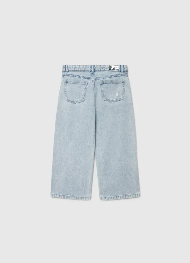 Calliope Jean crop fille wide leg patchs strass