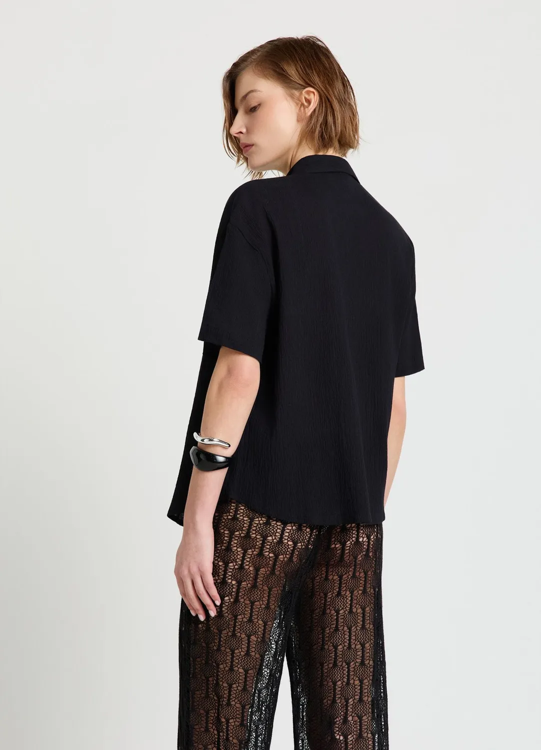 Calliope chemise effet crinkle manches courtes femme