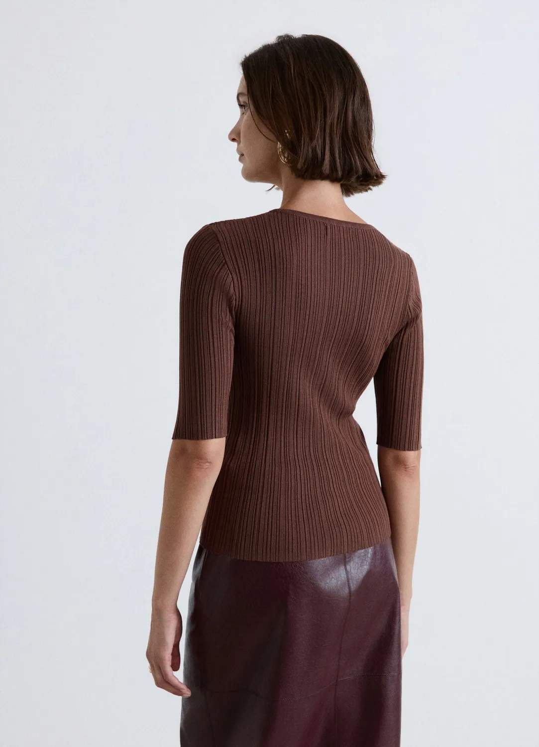 Calliope t-shirt côtelé col rond femme