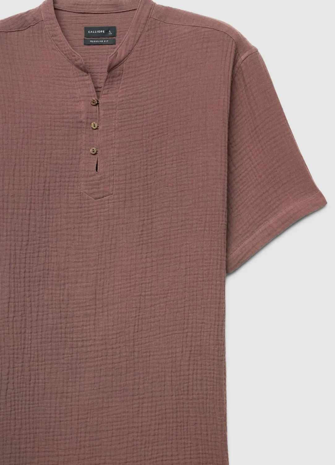Calliope Chemise Homme Col Coréen Manches Courtes