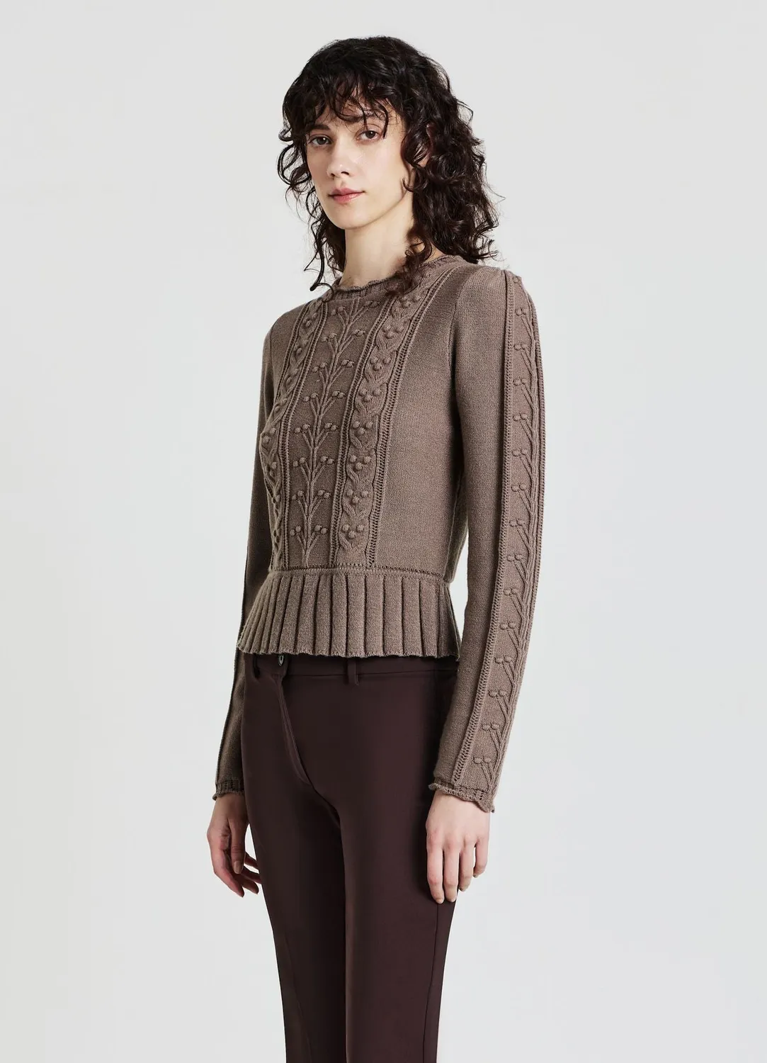 Calliope pull femme manches longues à volants